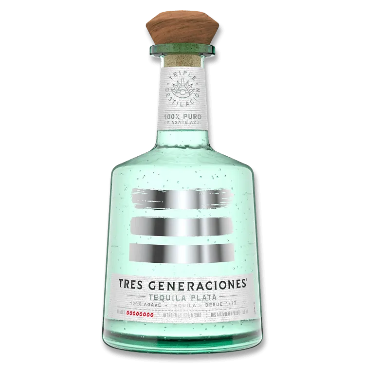 Plata tequila bottle Tres Generaciones